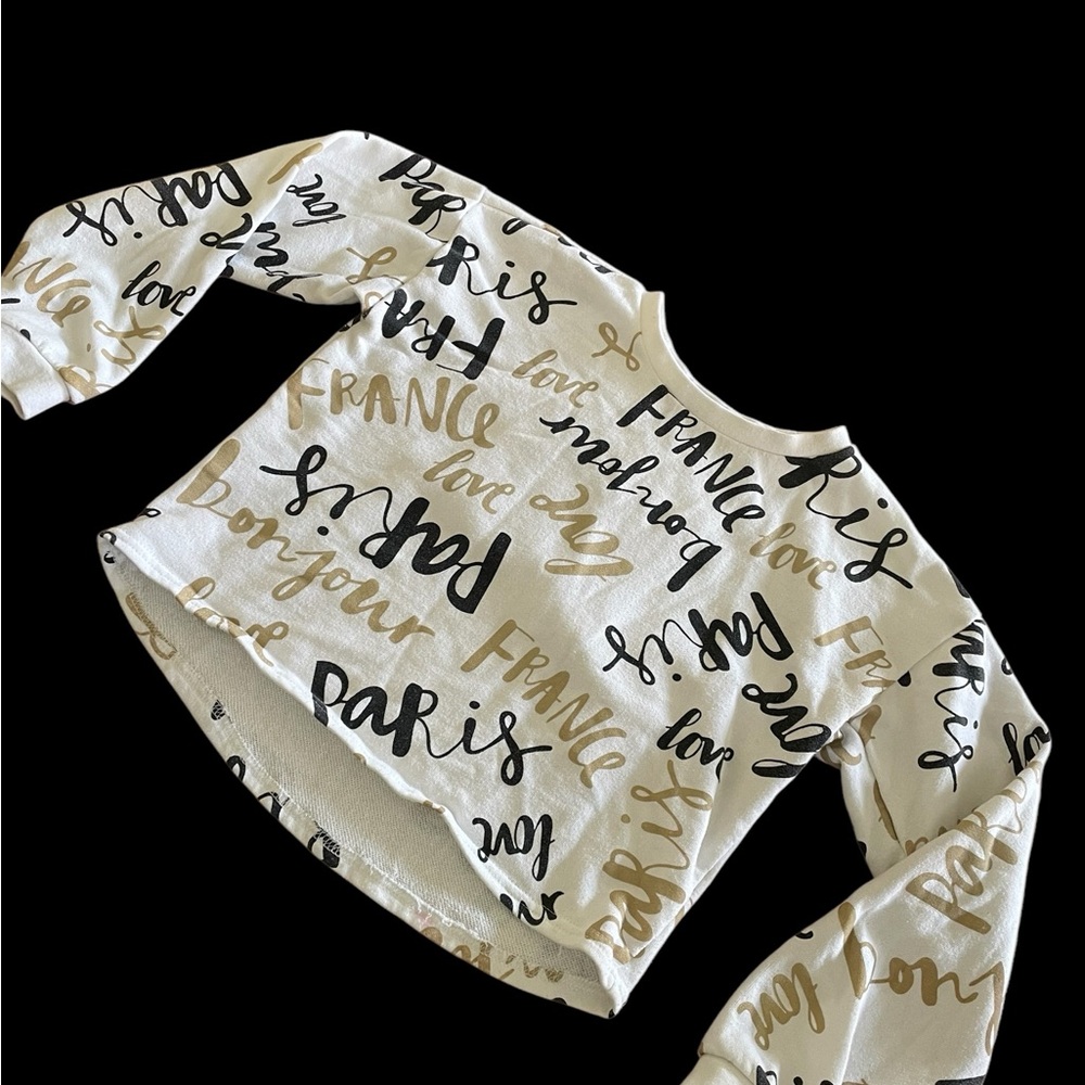 Forever 21‎ White and Gold Script Sweatshirt Size 11/12